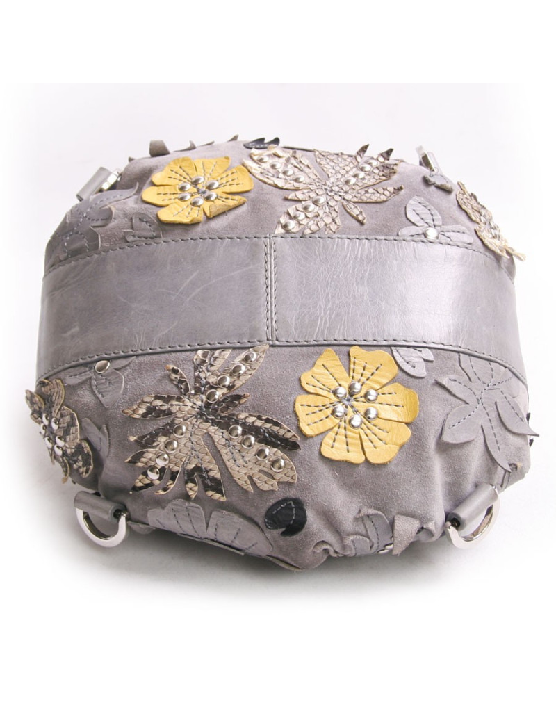 Mini bourse GIVENCHY gris avec empiècements fleurs