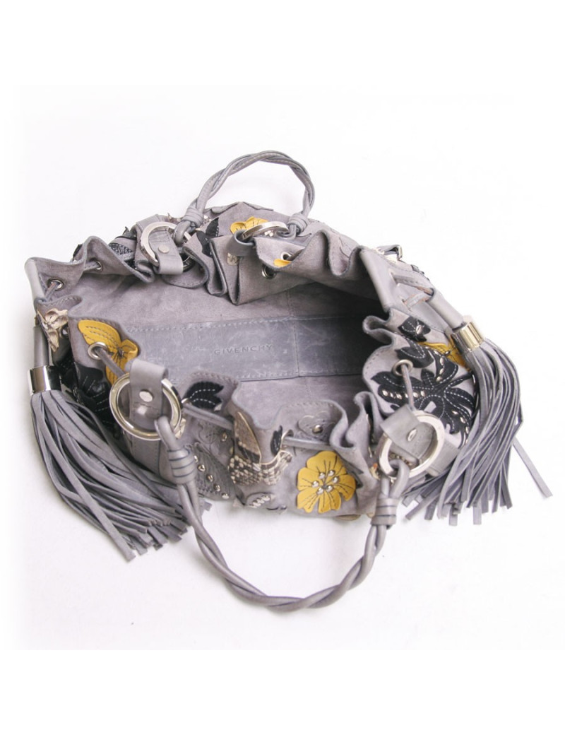Mini bourse GIVENCHI gris avec empiècements fleurs