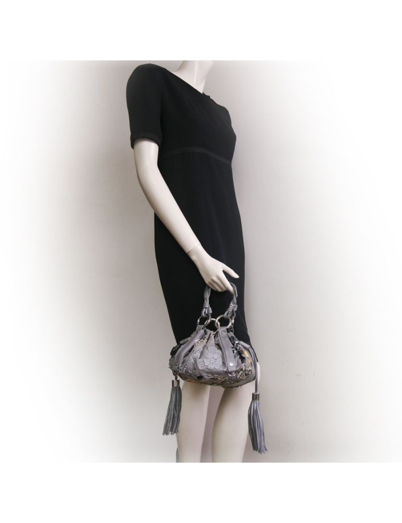 Mini bourse GIVENCHY gris avec empiècements fleurs