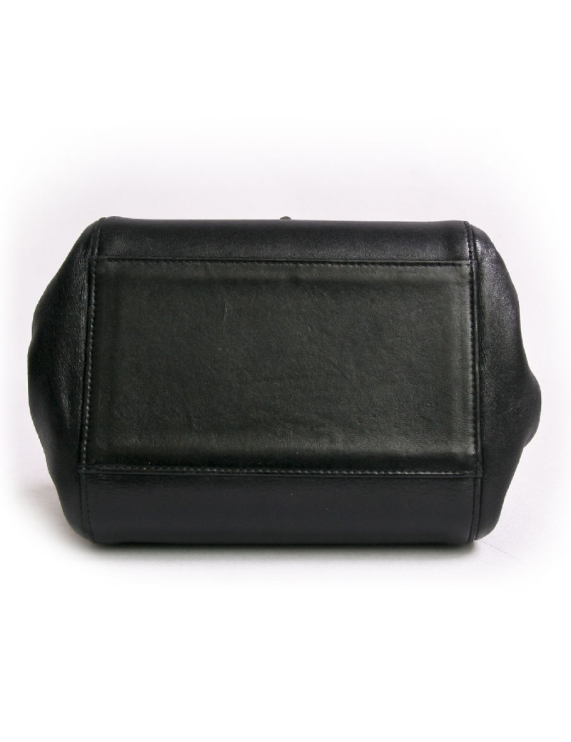 Mini sac "acordéon" CHANEL cuir matelassé noir