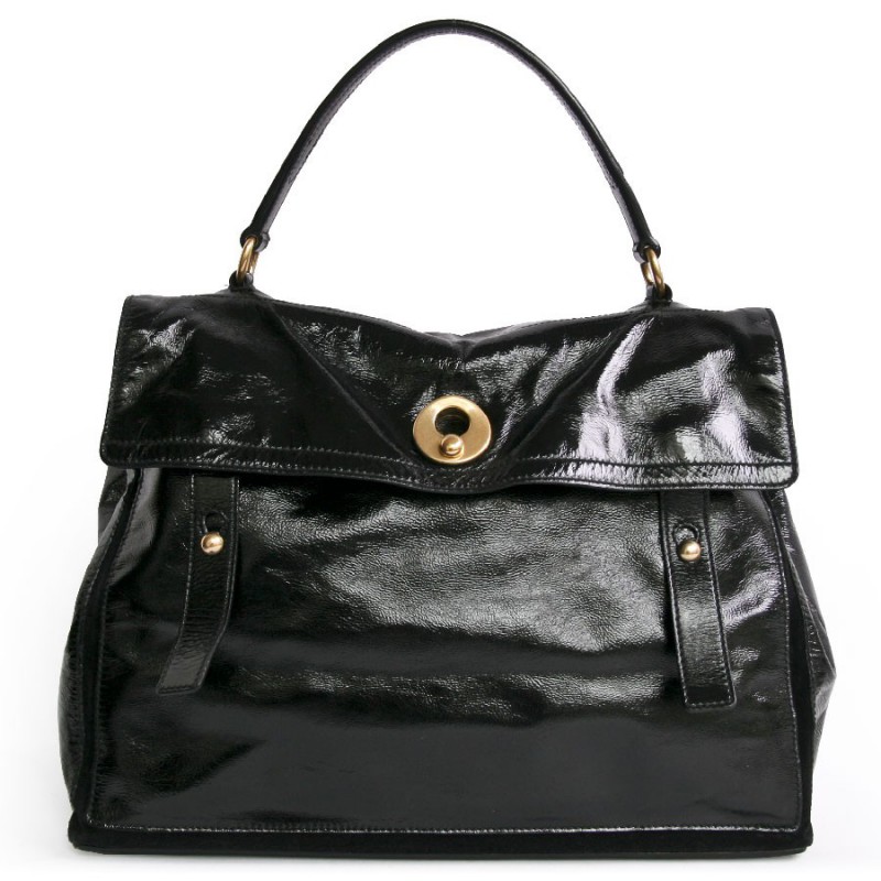II YVES SAINT LAURENT Muse Bag Black patent leather - VALOIS VINTAGE PARIS