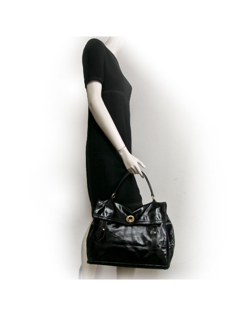 Sac Muse II YVES SAINT LAURENT en cuir vieilli noir 