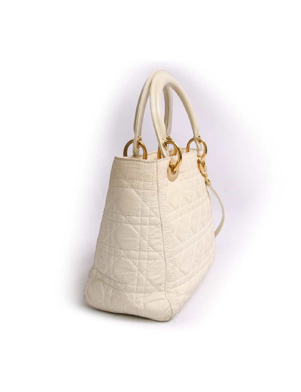 Sac Lady D  DIOR en toile beige et bandoulière