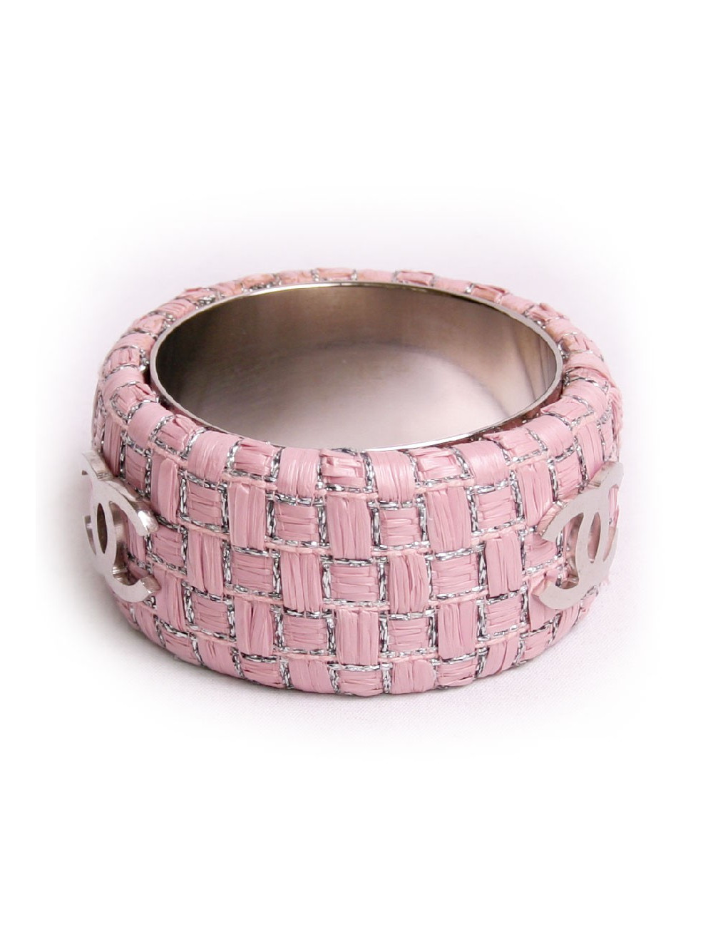 Manchette CHANEL rafia et lurex façon tweed