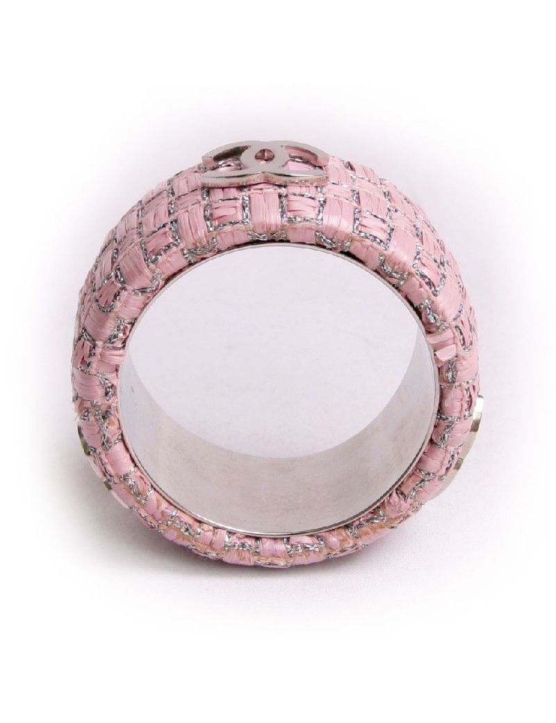 Manchette CHANEL rafia et lurex façon tweed