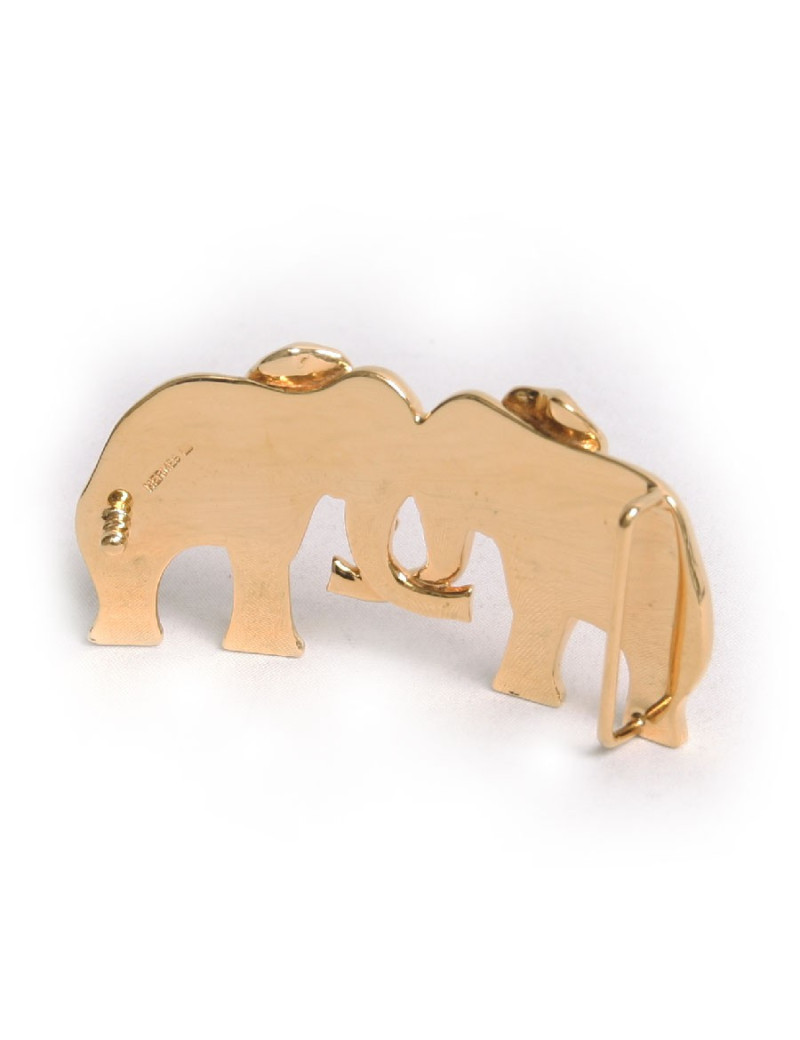 Ceinture HERMES "éléphants" réversible noir et beige