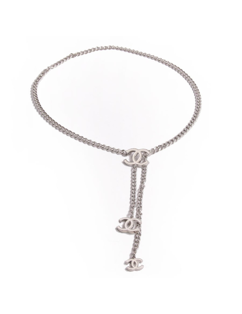 ceinture sautoir CHANEL chaîne argentée