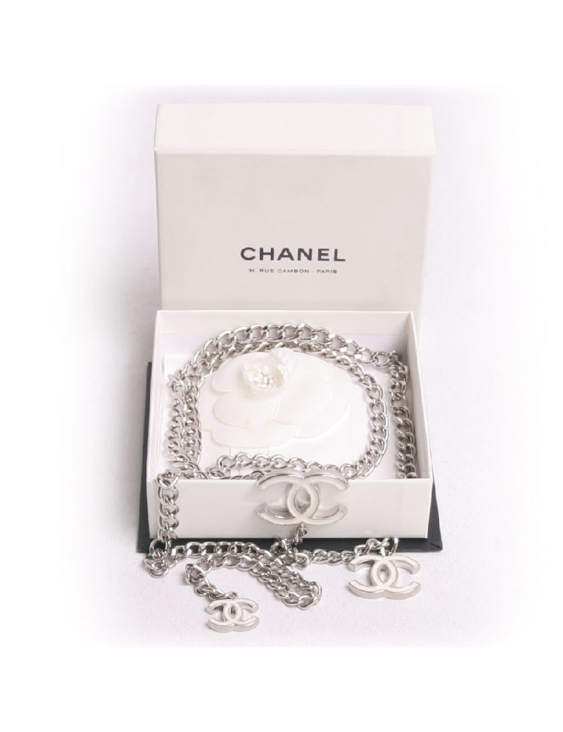 ceinture sautoir CHANEL chaîne argentée