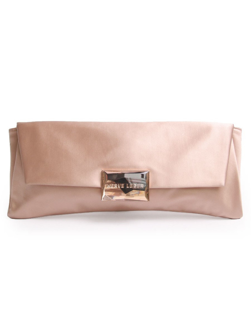 Pochette HERVE LEGER en satin duchesse vieux rose