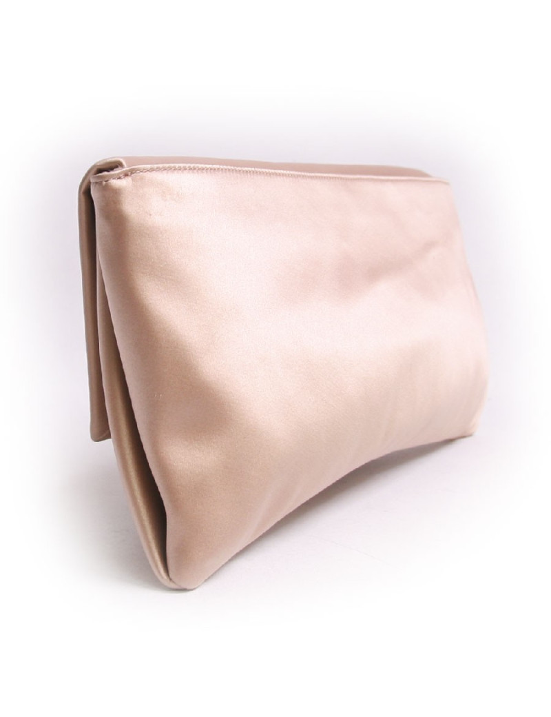 Pochette HERVE LEGER en satin duchesse vieux rose
