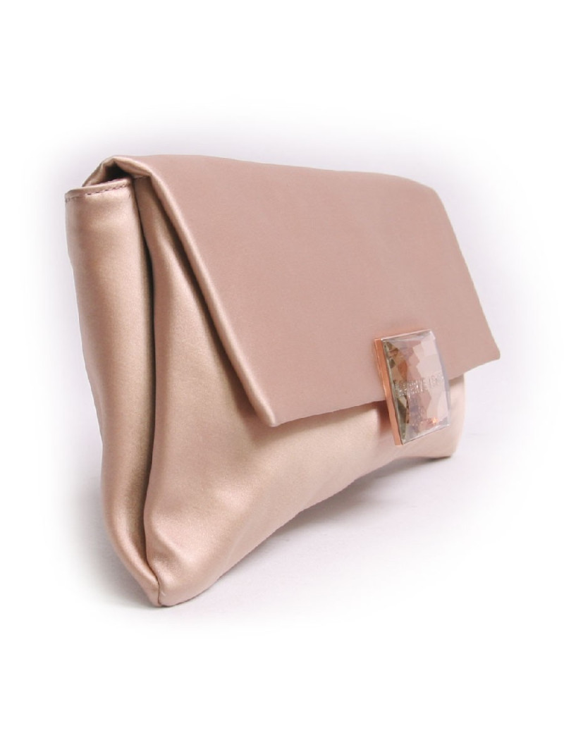 Pochette HERVE LEGER en satin duchesse vieux rose
