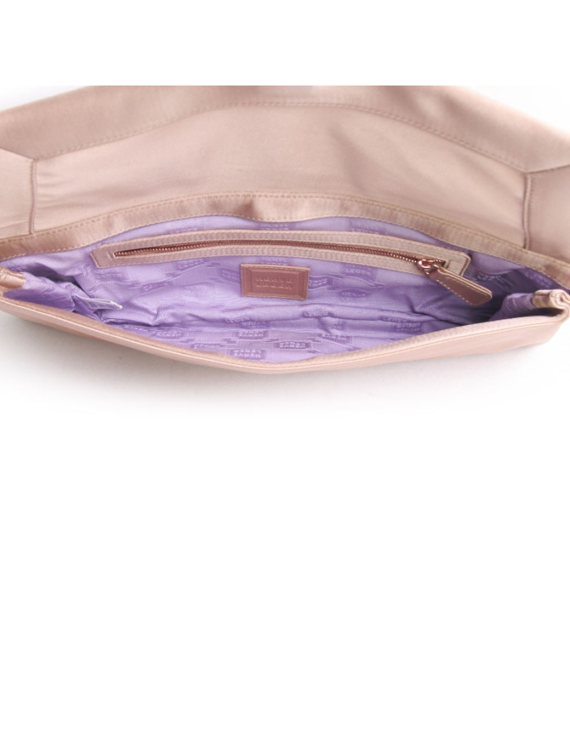 Pochette HERVE LEGER en satin duchesse vieux rose