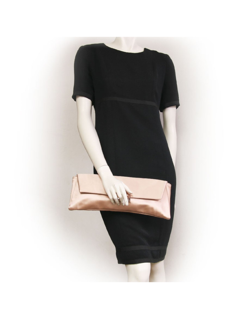 Pochette HERVE LEGER en satin duchesse vieux rose