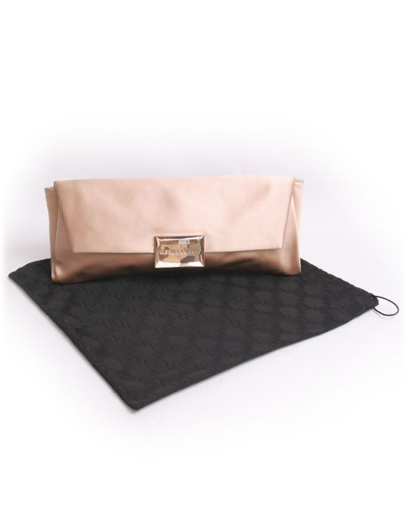 Pochette HERVE LEGER en satin duchesse vieux rose