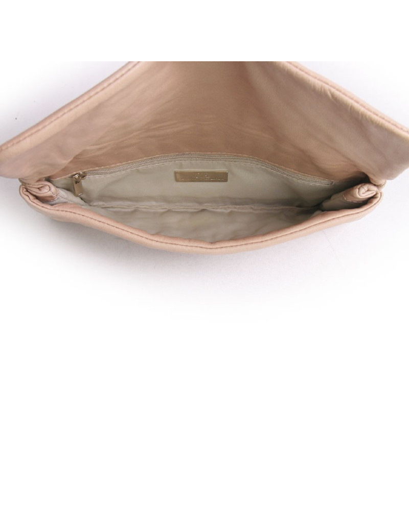 Pochette CAROLINA FERRERA cuir beige matelassé