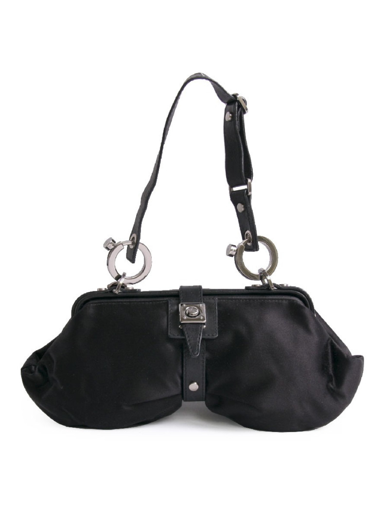 Sac pochette LANVIN en satin duchesse noir