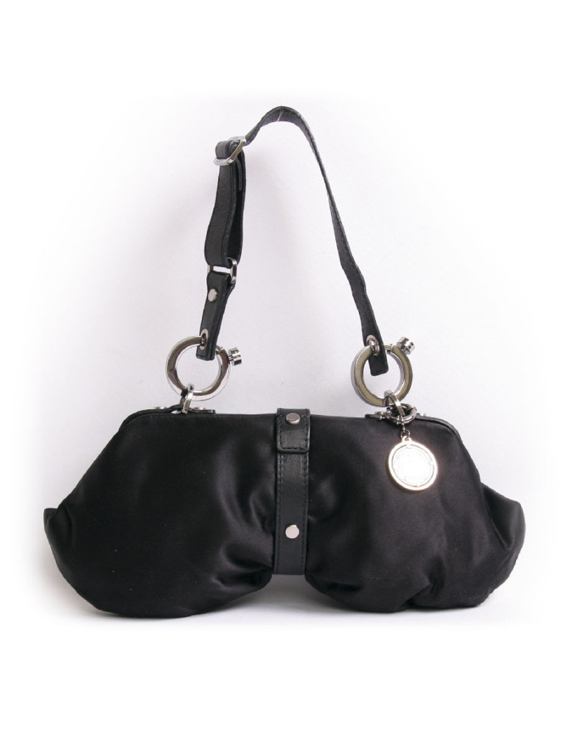 Sac pochette LANVIN en satin duchesse noir