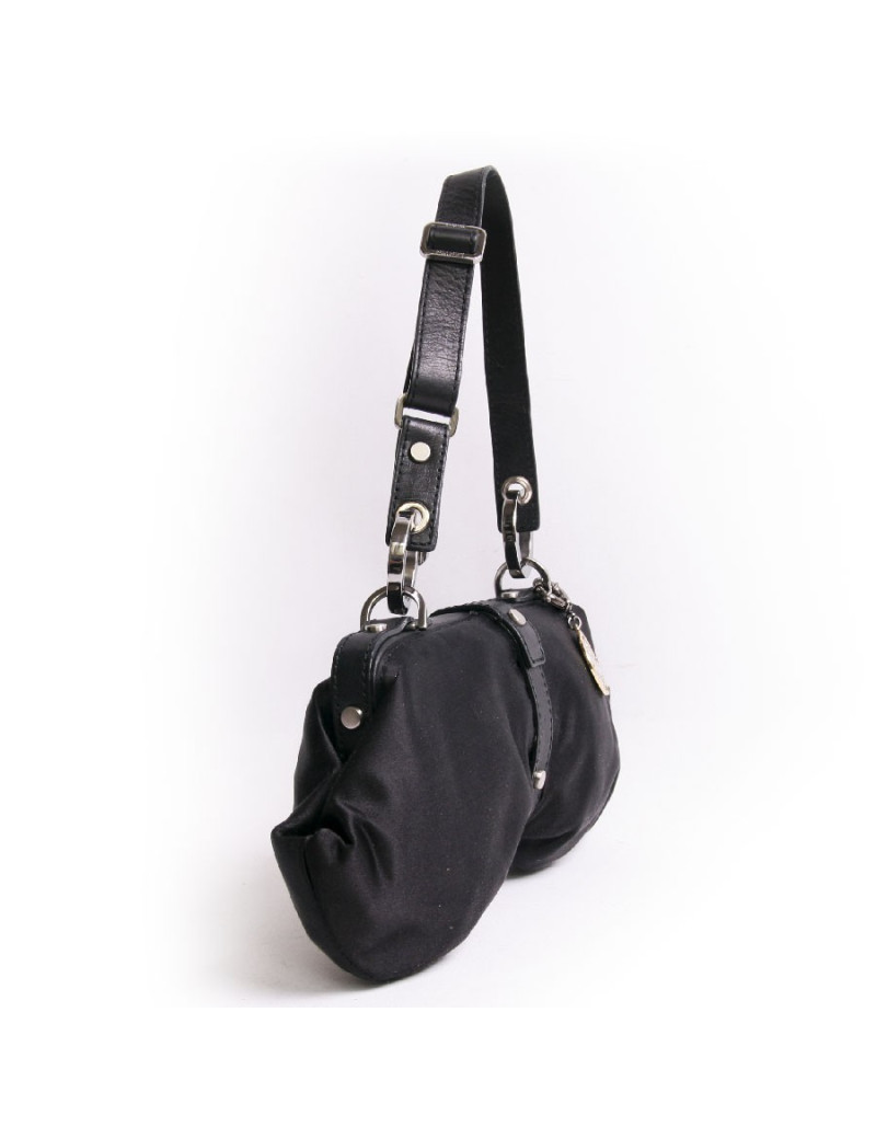 Sac pochette LANVIN en satin duchesse noir