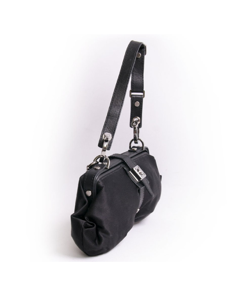 Sac pochette LANVIN en satin duchesse noir