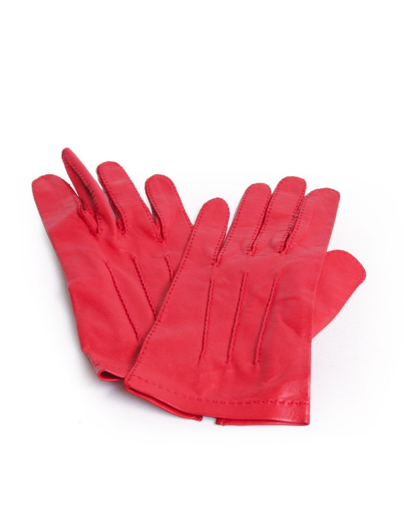 Paire de gants CHANEL T 6.5 cuir d'agneau rouge
