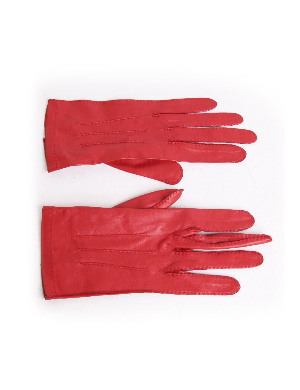 Paire de gants CHANEL T 6.5 cuir d'agneau rouge