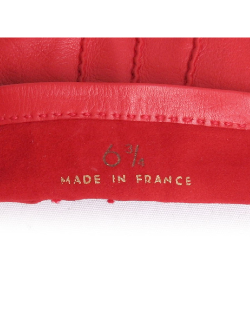 Paire de gants CHANEL T 6.5 cuir d'agneau rouge