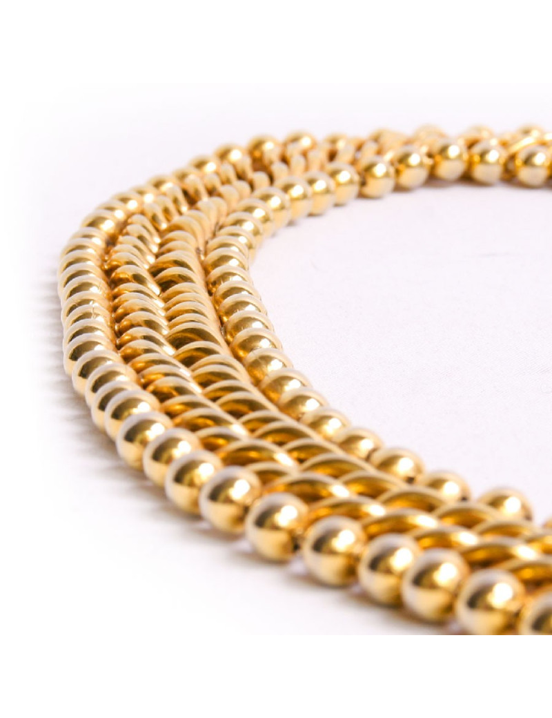 Collier ras de cou chaîne gourmette boules dorées 