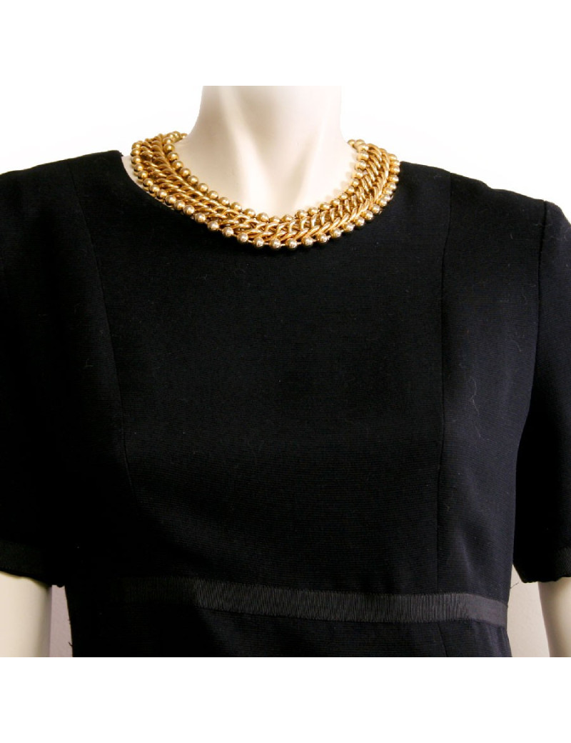 Collier ras de cou chaîne gourmette boules dorées 
