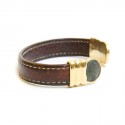 Leather and 18 k gold bracelet