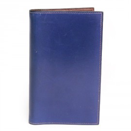 Agenda HERMES box two-tone blue and brown leather cover