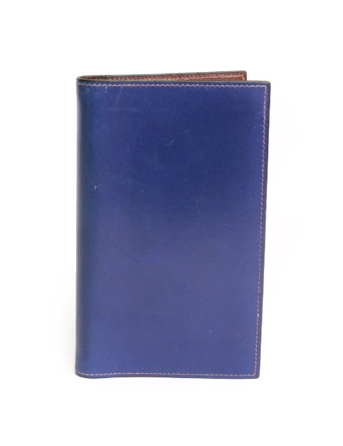 Couverture d'agenda HERMES en cuir box bleu