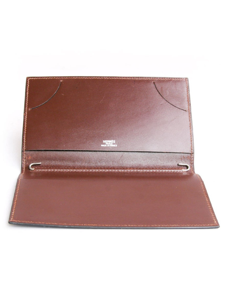 Couverture d'agenda HERMES en cuir box bicolore  bleu et marron