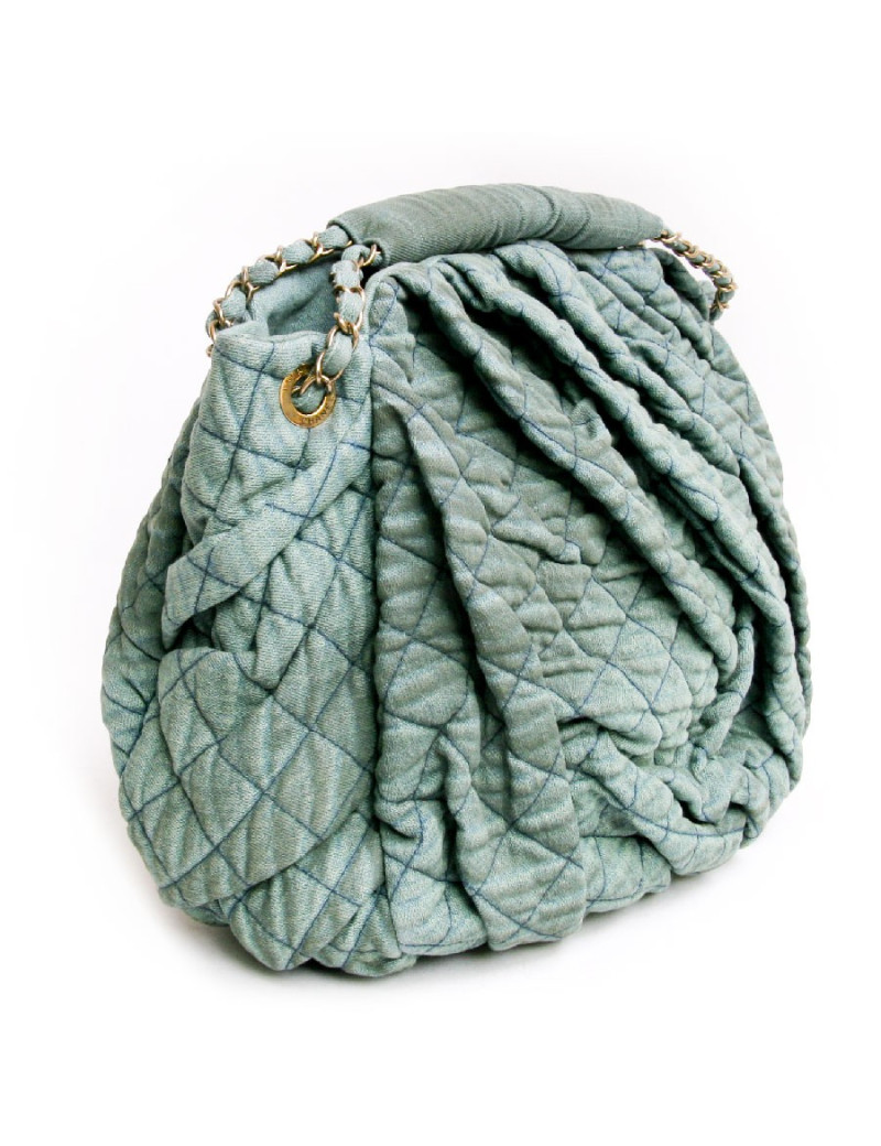 Sac besace CHANEL toile vert vieilli