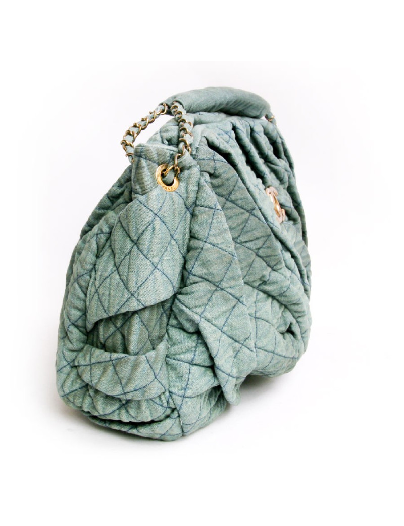 Sac besace CHANEL toile vert vieilli