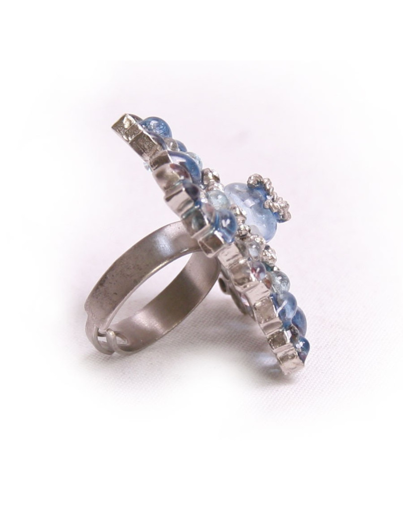 Bague CHANEL pâte de verre saphir