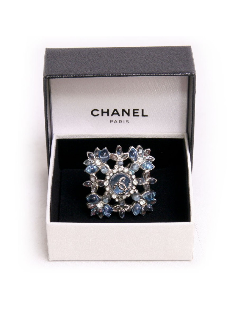 Bague CHANEL pâte de verre saphir