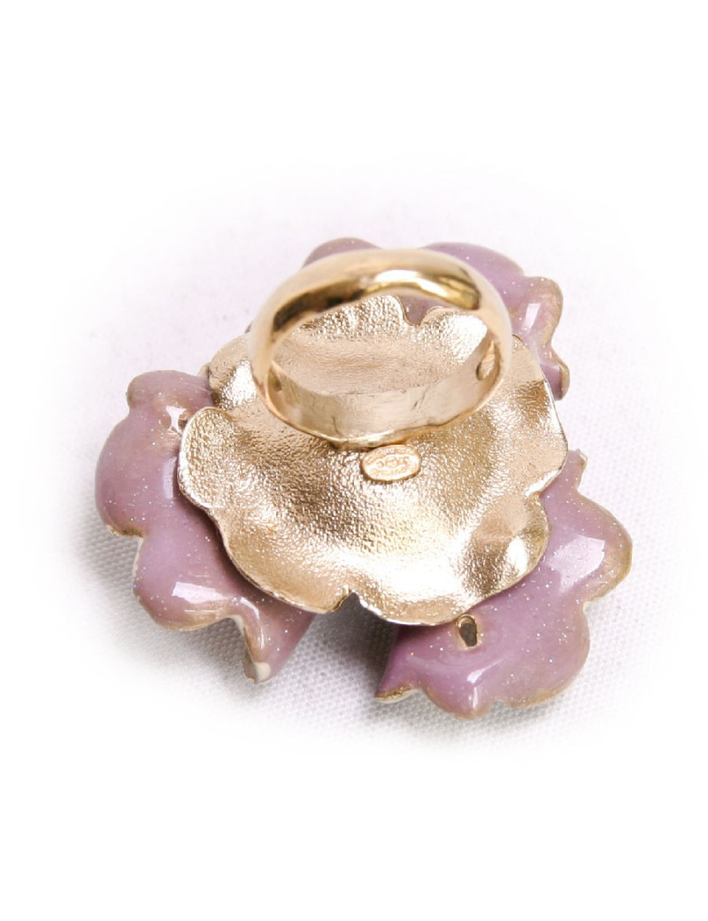Bague Fleur CHANEL émail mauve et crème