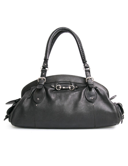 Sac DIOR en cuir vieilli noir