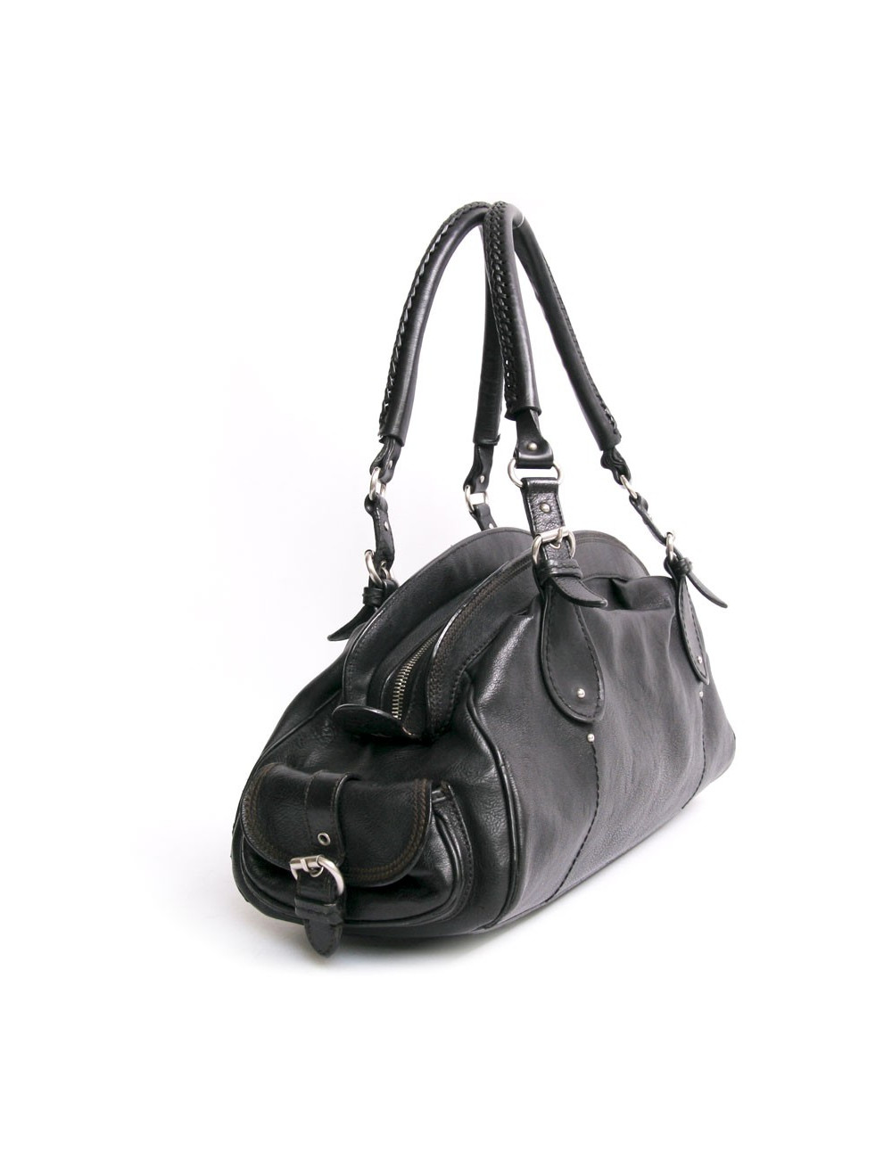 Sac DIOR en cuir vieilli noir