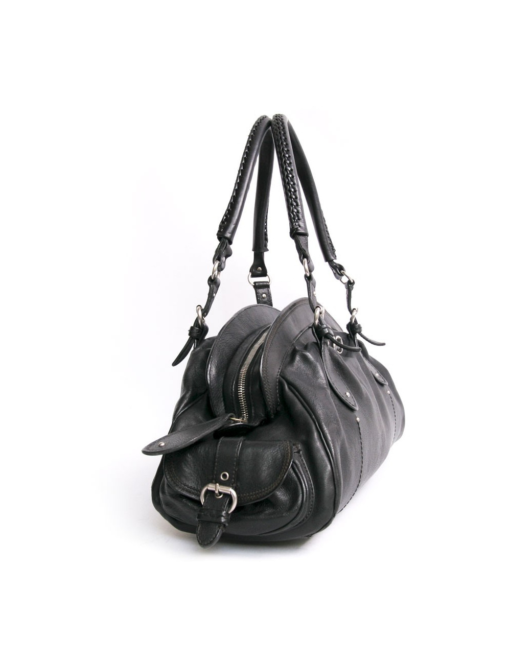 Sac DIOR en cuir vieilli noir