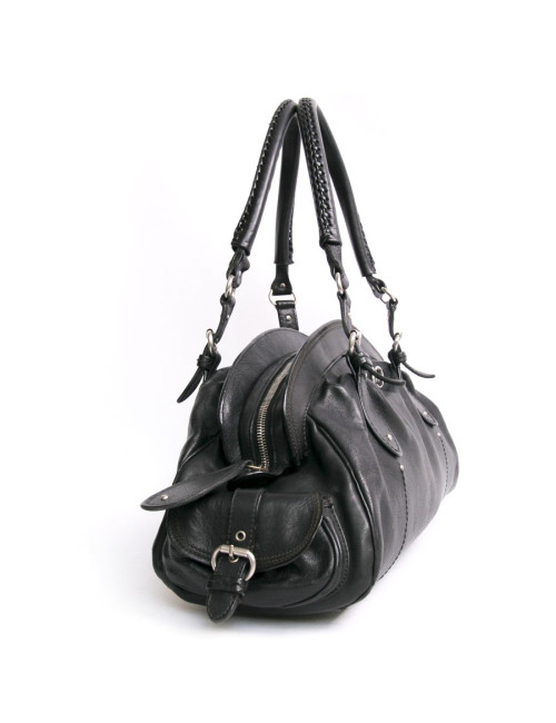 Sac DIOR en cuir vieilli noir