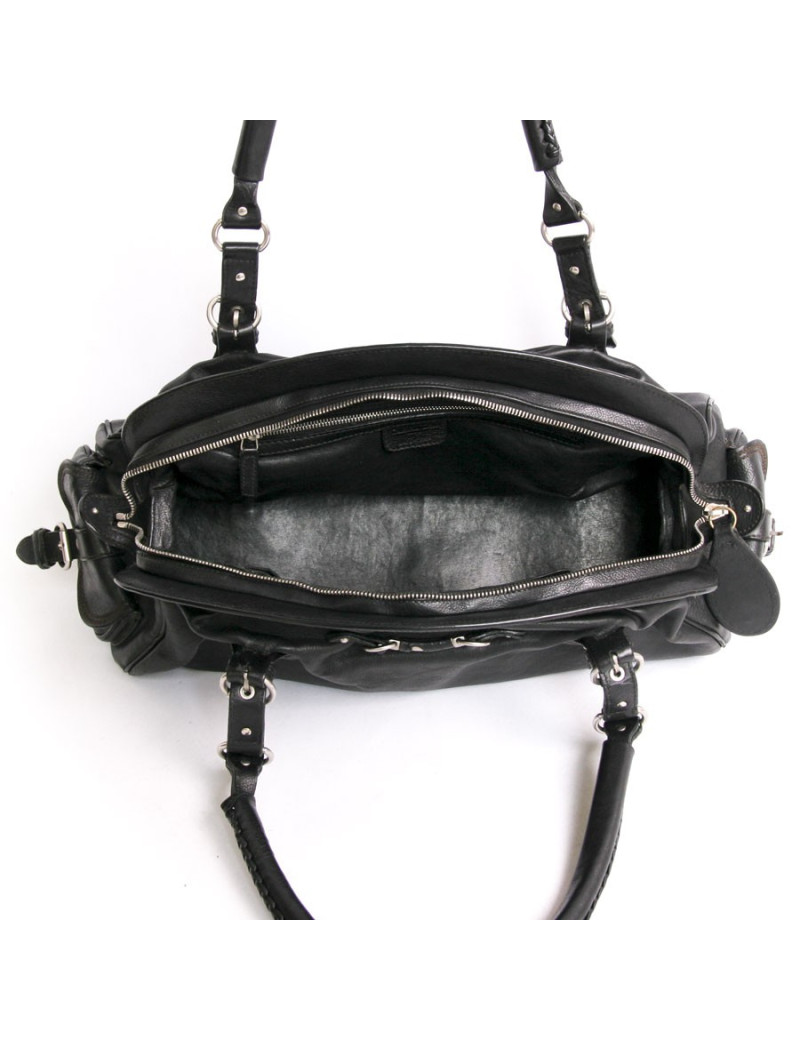 Sac DIOR en cuir vieilli noir