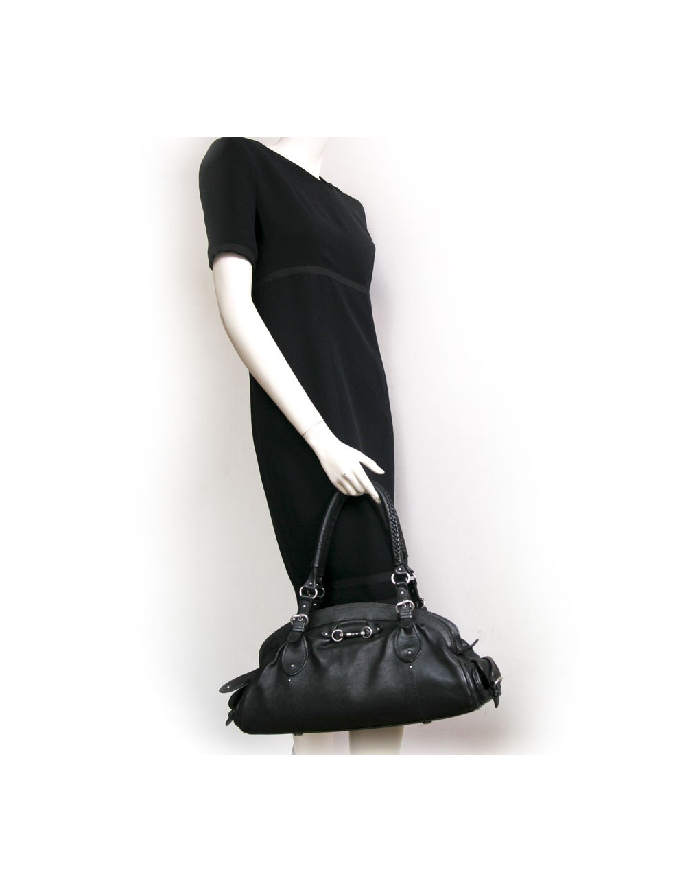 Sac DIOR en cuir vieilli noir