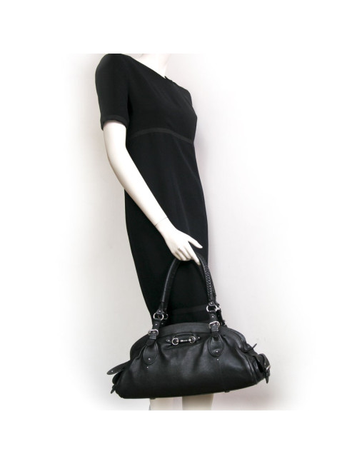 Sac DIOR en cuir vieilli noir