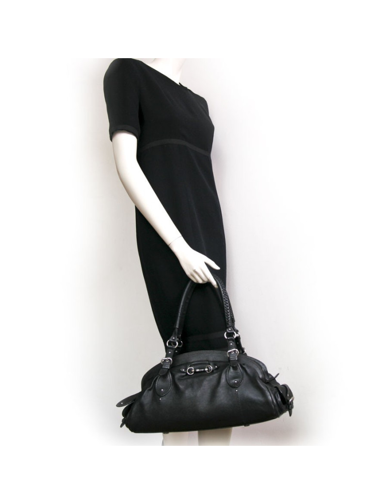 Sac DIOR en cuir vieilli noir
