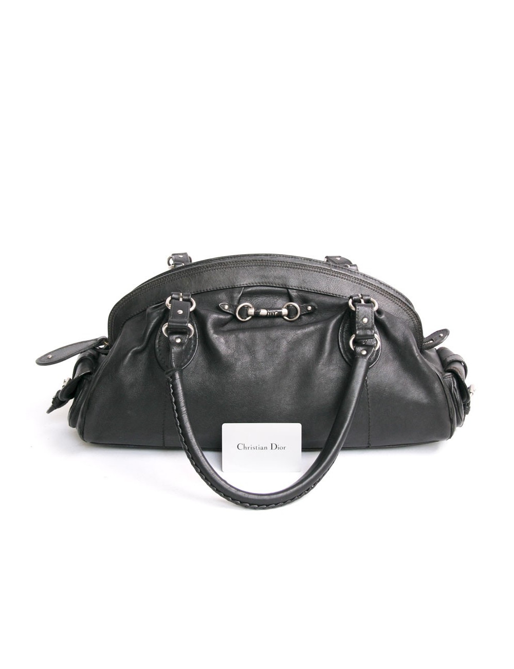 Sac DIOR en cuir vieilli noir
