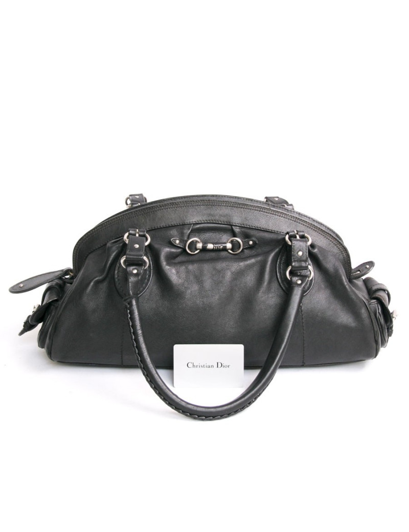 Sac DIOR en cuir vieilli noir