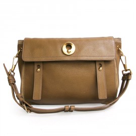 "Muse" YVES SAINT LAURENT grained leather bag Brown