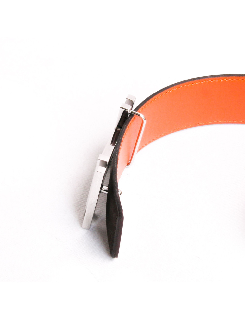 Ceinture HERMES t 85  bicolore veau velours marron, orange