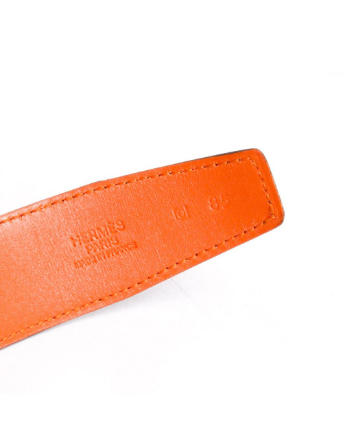 Ceinture HERMES t 85  bicolore veau velours marron, orange